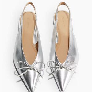 Silver Slingback Flats with Bow by H&M